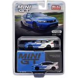 Gerçek ölçekli minyatürler Model araba Honda Civic tip R #3 2023 hız araba mavi 1/64 Diecast Model araba Mini GT MGT00753