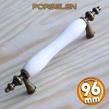 Gerçek Porselen Eskitme Antik Sarı 96 Mm Düz Mobilya Mutfak Çekmece Dolap Kulpu Kulbu Kulpları