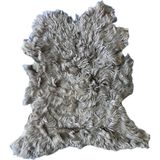 Gerçek Uzun Tüylü Koyun Postu - Naturel Uzun Tüylü Koyun Postu - Doğal Post Paspas - Açık Kahve - 50 x 60 cm