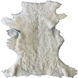 Gerçek Uzun Tüylü Koyun Postu - Naturel Uzun Tüylü Koyun Postu - Doğal Post Paspas - Krem - 50 x 60 cm