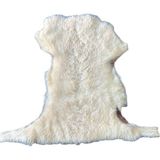 Gerçek Uzun Tüylü Koyun Postu - Naturel Uzun Tüylü Koyun Postu - Doğal Post Paspasde - Krem - 70 x 50 cm