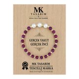 Gerçek Yakut Taşı Gerçek İnci Bileklik Mk.7000.822- Rahatlık-Dinginlik-Enerji- Stres Bilekliği
