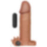 Gerçekçi Hissiyat Güçlü Titreşimli Testis Tutacaklı 5 cm Dolgulu Uzatmalı 17 cm Melez Penis Kılıfı