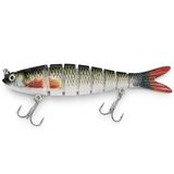 Gerçekçi Kıvrak Rapala Balık Maketi 14 cm 24 gr, Çok Parçalı Eklemli Sert Plastik Sahte Balık, 3D Gözlü Renkli Yüzücü Lure Lüfer Turna Levrek Tatlı Tuzlu Su İçin Sivri İğneli Profesyonel Olta Yemi