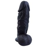 Gerçekçi Siyah Renkli Vantuzlu Testisli Dildo 26Cm