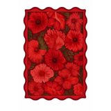Gergef House Floral Desenli Dijital Baskı Keçe Tabanlı Modern Dekoratif Halı
