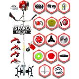 German 15 Parça Full Set X-Maganetc Benzinli Yan Tipi Tırpan Ot Çim Çalı Biçme Makinası