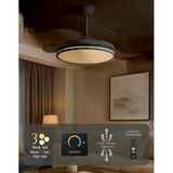 German Kuhle Antrasit Tavan Vantilatörü 3 Renk Led Gizli Pervaneli Kumandalı Dimmer Ayarlı Dc Sistem Isınmaz Motor