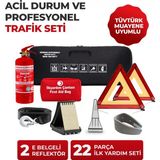 German Kupfermax 22 Parça CE ve E Belgeli Araç Muayenesine ve Yol Denetimine Uygun İlk Yardım ve Trafik Seti - Siyah
