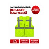 GERMAN KUPFERMAX Çok Cepli Reflektif İkaz Yeleği Fermuarlı Yüksek Görünürlüklü