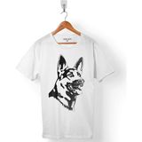 German Shepherd Alman Kurdu Polıce Dog Erkek Tişört - Beyaz - Renkli - 2XL