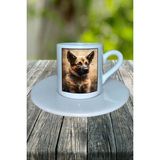 German Shepherd Köpek Baskılı Türk Kahvesi Fincanı Tabaklı Kişiye Özel Model 1