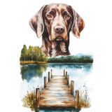 German Shorthaired Pointer Notebook for Dog Lovers – 6 x 9 College Ruled Lined Notebook, Paperback Matte Cover, GSP by a Lake with Rustic Wooden Dock, Journal for Writing, Notes and Planning