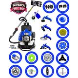German Wtx-1600 F12 Motor 14 Parça Full Set Benzinli Sırt Tipi Tırpan Ot Çalı Çim Biçme Yüksek Performans