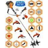 German Wx 880 Güçlü Performans 15 Parça Full Set Benzinli Yan Tipi Tırpan Ot Çim Çalı Biçme