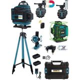 Germany Otomatik Hizalamalı 360 Derece Yeşil Lazer Çizgi Terazi 12 Köşe 2 Akülü Tripod Ayak Hediyel