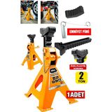 Germany Seri Pro Kaymaz Başlı Sarsılmaz Plastik Korumalı 2 Ton Kriko Standı Araç Altı Sehpa (1 Adet)