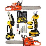 Germany Steel 3'lü Set 7.9 Hp Benzinli Odun Ağaç Kesme Hızar Motoru 128VF Şarjlı Dal Budama Makası ve Testere 3set-Dyns1