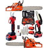 Germany Steel 3'lü Set 7.9 Hp Benzinli Odun Ağaç Kesme Hızar Motoru 128VF Şarjlı Dal Budama Makası ve Testere 3set-Dyns2