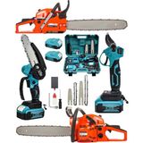 Germany Steel 3'lü Set 7.9 Hp Benzinli Odun Ağaç Kesme Hızar Motoru 128VF Şarjlı Dal Budama Makası ve Testere 3set-Dyns3