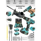Germany Steel 780RP Bakır Sargı Darbeli Şarjlı Matkap+Mavi Metal Şanzıman Vidalama Tilki Testere Aparat