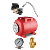 Germany Steel Italyan 24 Lt (Litre) Yatık Genleşme Tankı (Hidrofor Tankı) Full Set