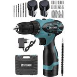 Germany Technology 32 V Darbesiz Metal Şanzıman Çift Akülü Şarjlı Vidalama Matkap Mavi + Set - 1 Adet