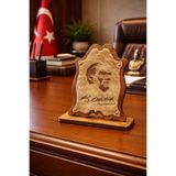 Germenicia Hakiki Deri Lazer İşlemeli Kontrplak Tabanlı Masa Üstü Dekoratif Deri