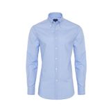 Germirli Non Iron Açık Mavi Kareli Düğmeli Yaka Tailor Fit Gömlek