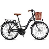 Geroni Tourer 26 Şehir Bisikleti 21 Vites Unisex 26 inç Jant Mat Siyah - Gri / Kahverengi - Siyah - Kahverengi