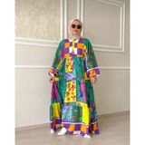 Ges Shop Kadın Bohem Viskon Kumaş Elbise - S - M - Renkli