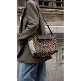 Ges Shop Kadın Clutch Kanvas Omuz Çanta - Antrasit - Leopar