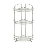 Geseus BK083H Inox Paslanmaz Çelik Üç Katlı Kancalı Banyo Köşe Rafı
