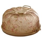 Geseus Moonstar Hava Geçirmez Kek Fanusu Kırmızı Çiçek Desenli 29x13 cm Şık Pasta Saklama Kabı