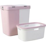 Geseus Motek Ikili Kirli Çamaşır Sepeti ve Çamaşır Selesi Ikili Set Çeyiz Seti Pembe+Pudra - Açık Pembe