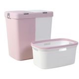 Geseus Motek Ikili Kirli Çamaşır Sepeti Ve Çamaşır Selesi Ikili Set Çeyiz Seti Pembe+Pudra