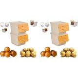 Geseus Motek Patateslik Soğanlık Sepeti Oyuncak Kutusu Tekerlekli Organızer Çok Amaçlı Kutu 4X12LT-BAMBU+KREM