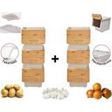 Geseus Motek Patateslik Soğanlık Sepeti Oyuncak Kutusu Tekerlekli Organızer Çok Amaçlı Kutu 6X12LT-BAMBU+KREM
