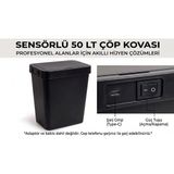 Geseus Sensörlü Çöp Kovası Şarjlı Fotoselli 50 Litre Büyük Boy Atık Kovası-Siyah - 45 x 45 cm