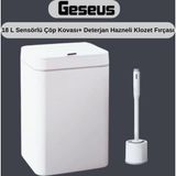 Geseus Sensörlü Otomatik Plastik Çöp Kovası 18 Litre + Deterjan Hazneli Silikon Klozet Fırçası
