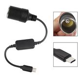 Geseus Type-C 5 Volt To 12 Volt Max 1 Amper Çakmak Fiş Çevirici Type-C Pd Portundan Gelen Gücü 12V Araç Çakmak Soketine Dönüştürür - Siyah