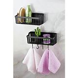 Geseus Yapışkanlı Plastik Banyo Rafı Ikili Banyo Düzenleyici Duş Rafı Organizer Şampuanlık - Siyah