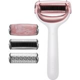 Geske Microneedle Face & Body Roller Mikro İğneli + Buz Başlığı + Pembe Kuvars Başlıklı Dermaroller Cihaz - Beyaz