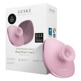 GESKE Yumuşak Fırça Dokulu Hijyenik Silikon Vücut Temizleme Fırçası Metal Detaylı PEMBE