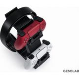Gesolab 2’li Kumanda ve Kulaklık Standı -Beyaz– Ps4 / Ps5 / Xbox Uyumlu – Masaüstü Organizer - Siyah
