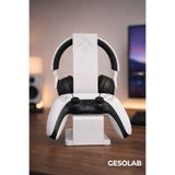 GESOLAB 2’si 1 Arada Kulaklık Standı ve Oyun Kolu Tutucu – PS5 & Xbox Uyumlu, BEYAZ 24.5 cm Gaming