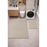 Get Carpet 3’lü Banyo Paspas Takımı – Banyo Paspas Takımı ve Çamaşır Makine Örtüsü Matı Dijital Baskılı, Yıkanabilir, Klozet ve Makine Önü Set - Bej - Krem - Mavi