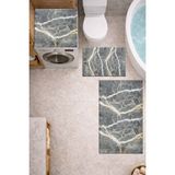 Get Carpet 3’lü Banyo Paspas Takımı – Banyo Paspas Takımı Ve Çamaşır Makine Örtüsü Matı Dijital Baskılı, Yıkanabilir, Klozet ve Makine Önü Set - Beyaz - Siyah