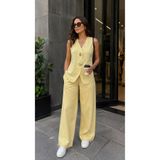 get crazy collection Büyük Gold Düğmeli Yelek Pantolon Takım