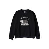 GET OVER IT Kaplumbağa Baskılı Siyah Bisiklet Yaka Sweatshirt